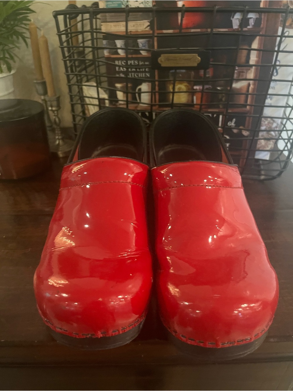 Dansko Shiny Red Patent Clogs